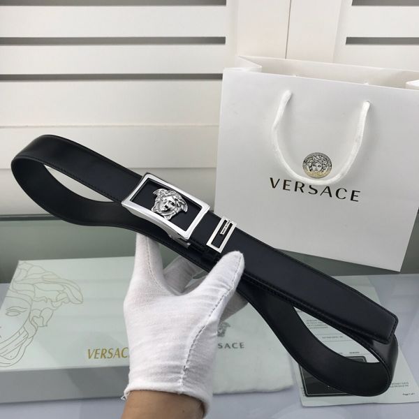 versace皮帶專櫃 範思哲2018新款　HF80牛皮平紋鋼扣時尚腰帶