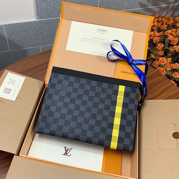 lv包包 路易威登2021新款手拿包 DSNN60107黃條紋證件夾旅行手袋