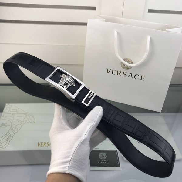 versace皮帶專櫃 範思哲2018新款　HF71牛皮鱷魚紋鋼扣時尚腰帶