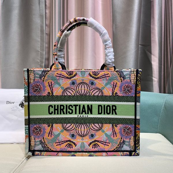 Dior包包 迪奧2021新款手提包 DS1286多彩花大號小號購物袋單肩斜挎包