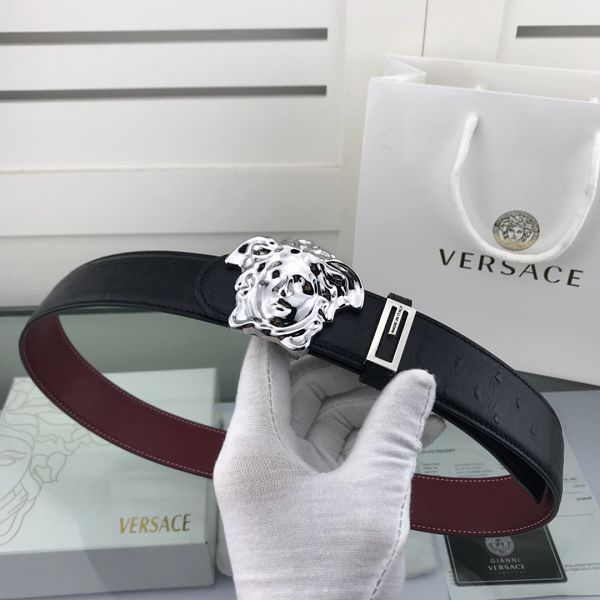 versace皮帶專櫃 範思哲2018新款　HF50牛皮鴕鳥紋鋼扣時尚腰帶