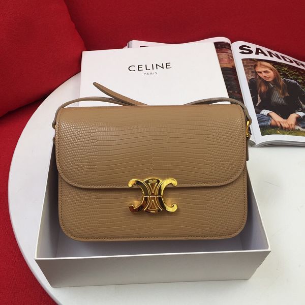 Celine包包 賽琳2021新款手提包 DS0606-22鱷魚紋純色單肩斜挎包