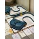 Dior包包 迪奧2021新款手提包 DS9320光面牛皮藍色小號單肩斜挎包